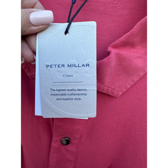 Peter Millar NWT Lava Wash Jersey Snap-Front Shirt MF22K20 In Creed Size XXL - Picture 7 of 12
